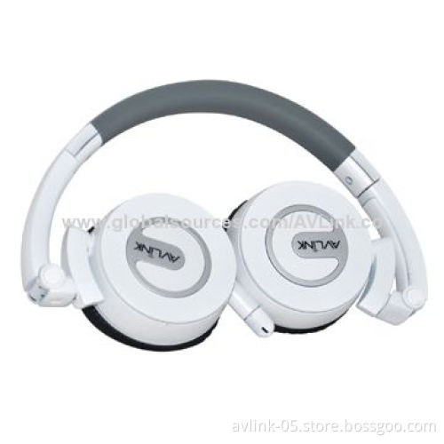 Portable 2.4GHz White Bluetooth Wireless Stereo Headphones, Built-in Mylar Speakers, Rollover Design